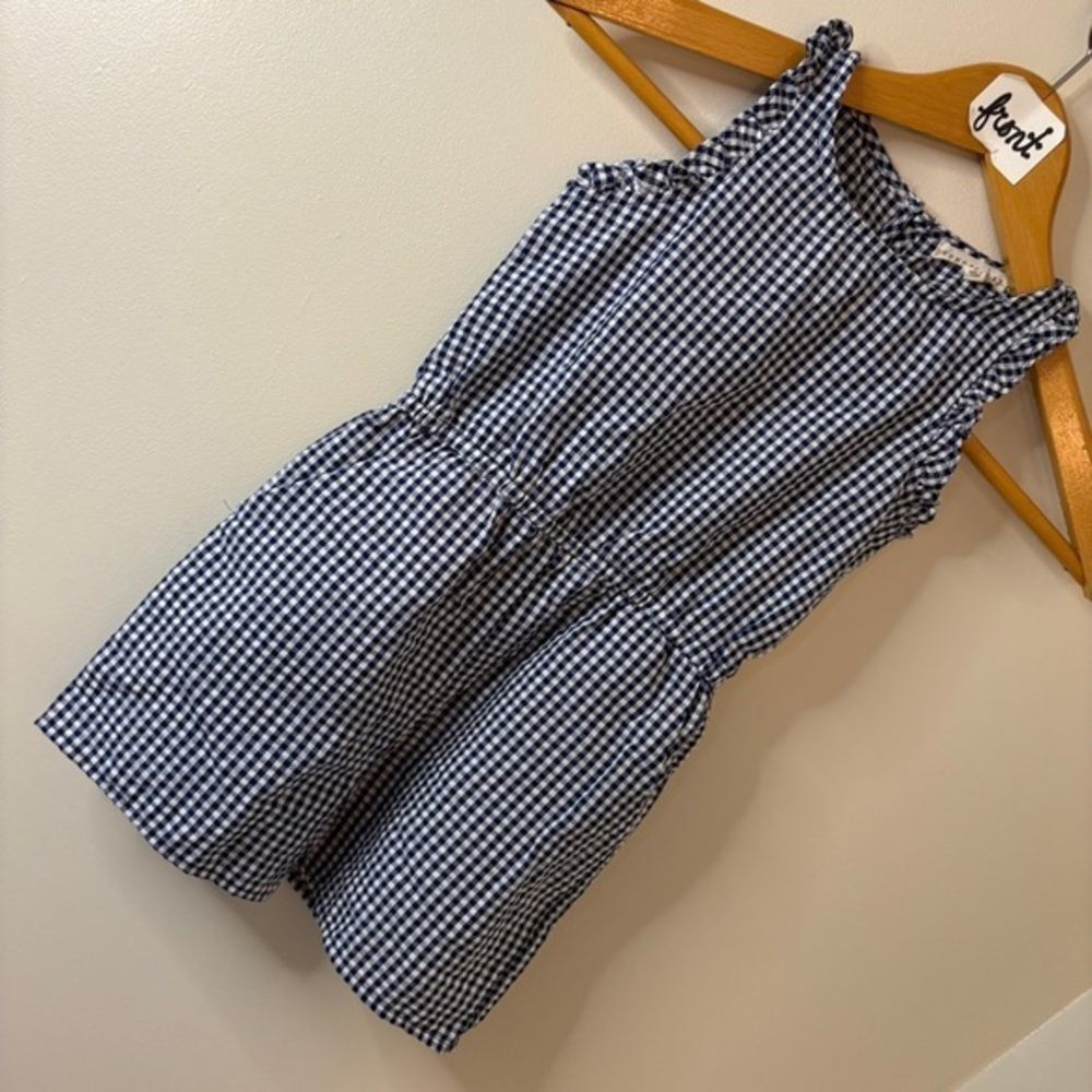 Copper Key Blue and White Gingham Romper missing button loop see pic girls sz 5